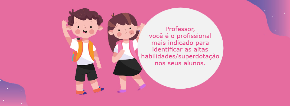 Slide com desenho de crianças e texto sobre altas habilidades / superdotação